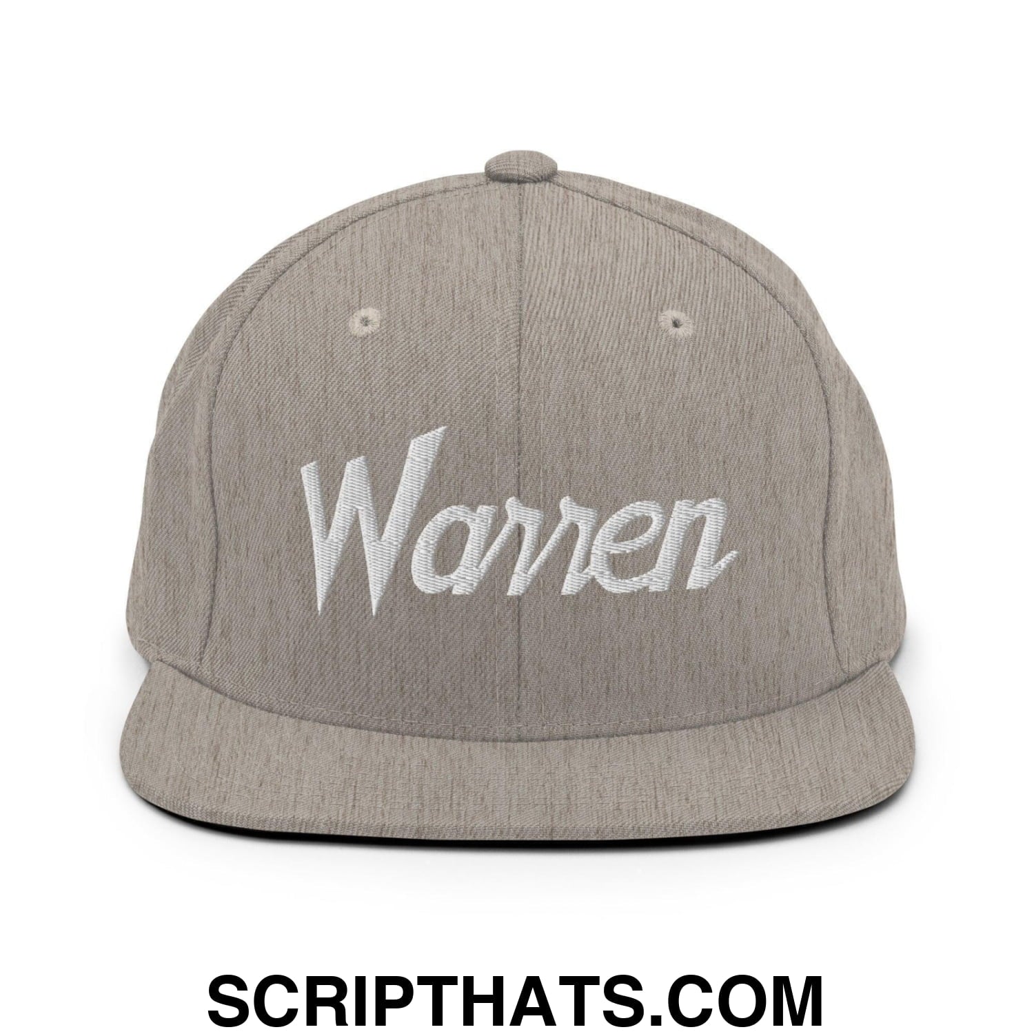 Warren Script Snapback Hat Heather Grey
