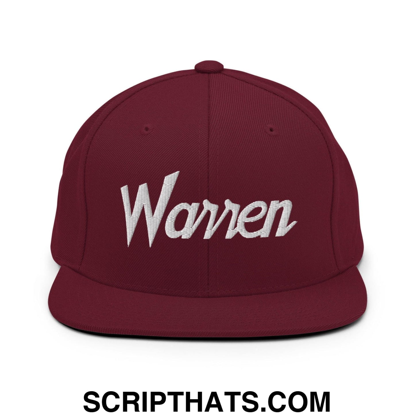 Warren Script Snapback Hat Maroon
