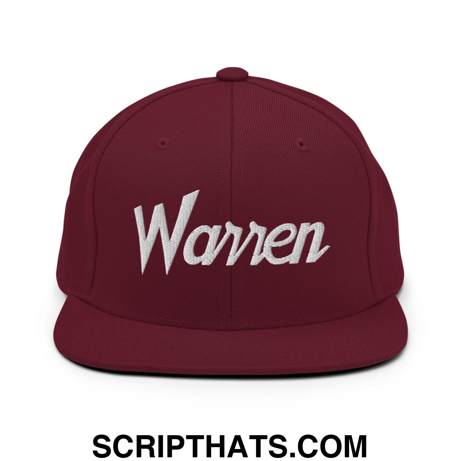 Warren Script Snapback Hat Maroon