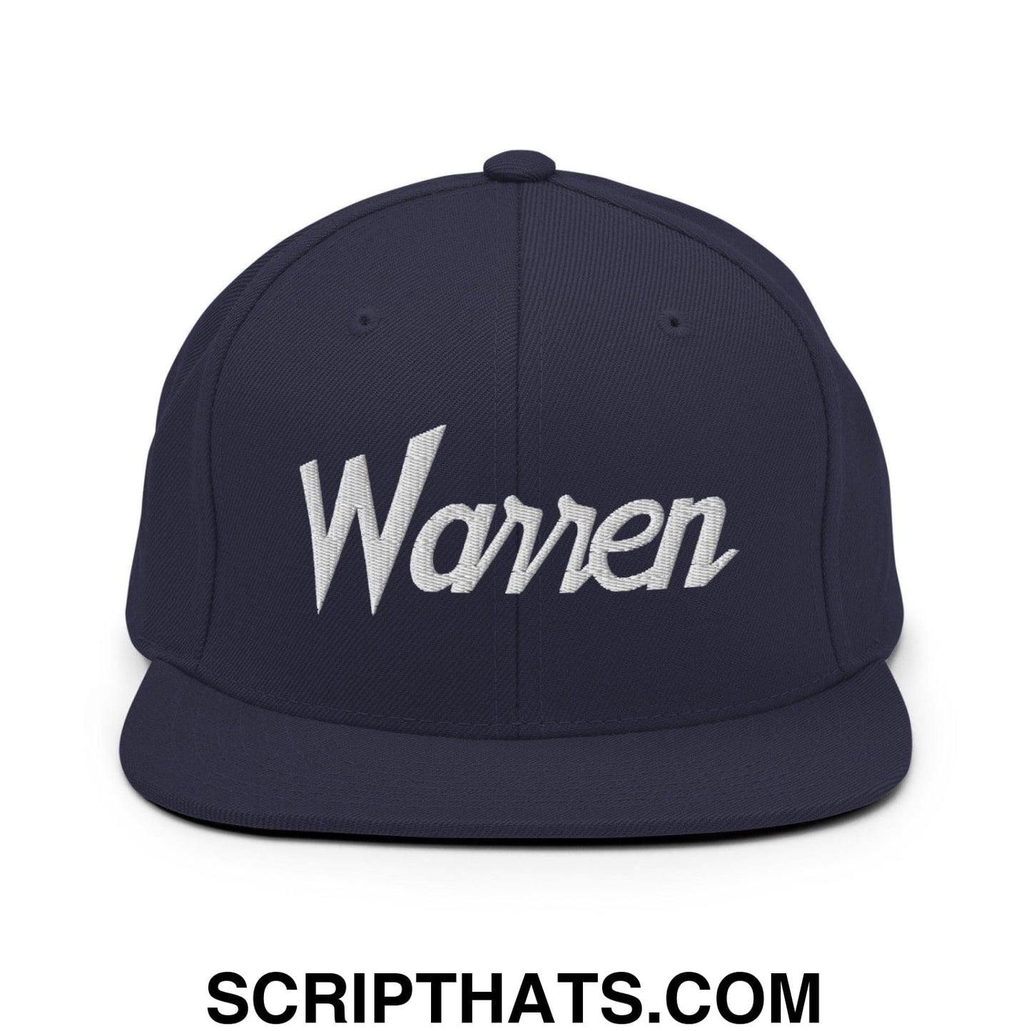 Warren Script Snapback Hat Navy