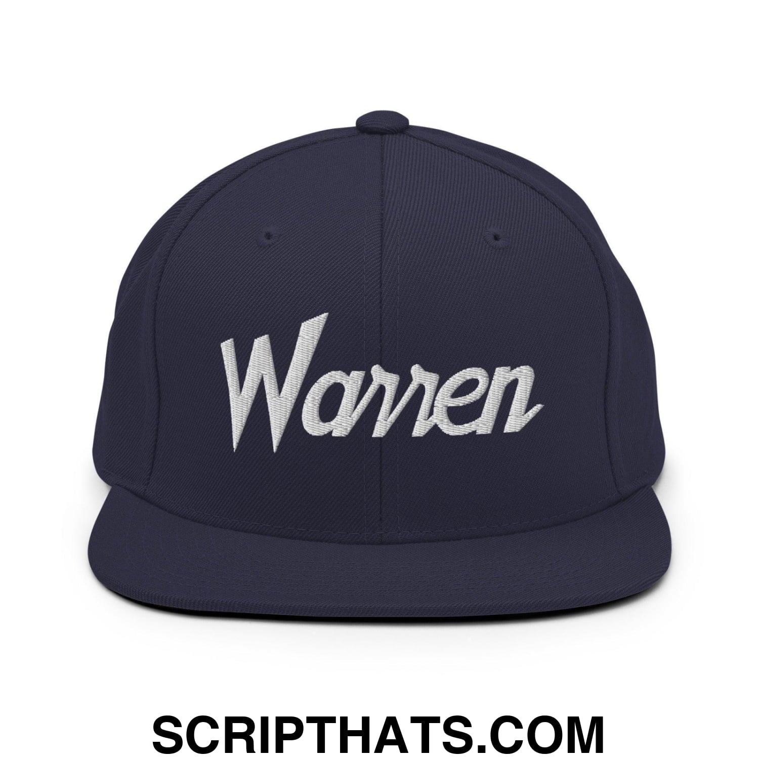 Warren Script Snapback Hat Navy