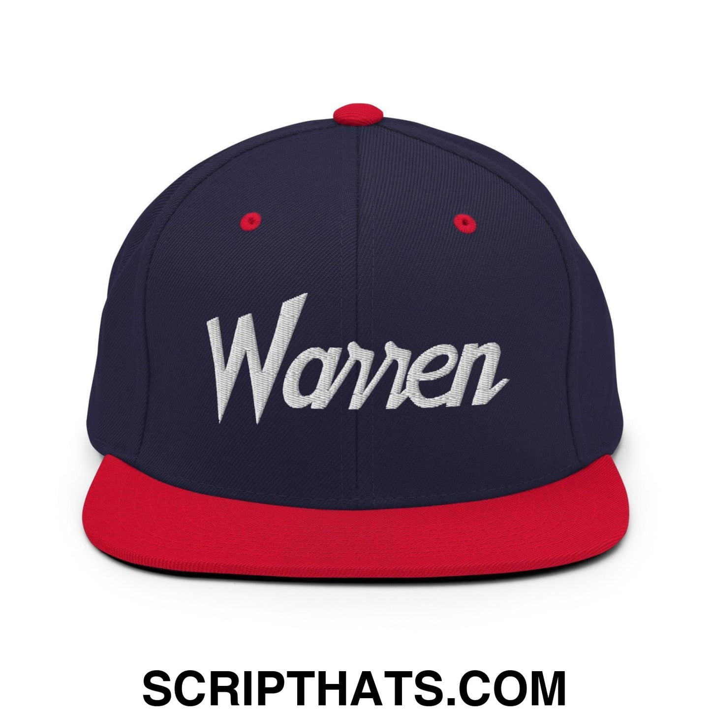 Warren Script Snapback Hat Navy Red