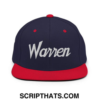 Warren Script Snapback Hat Navy Red