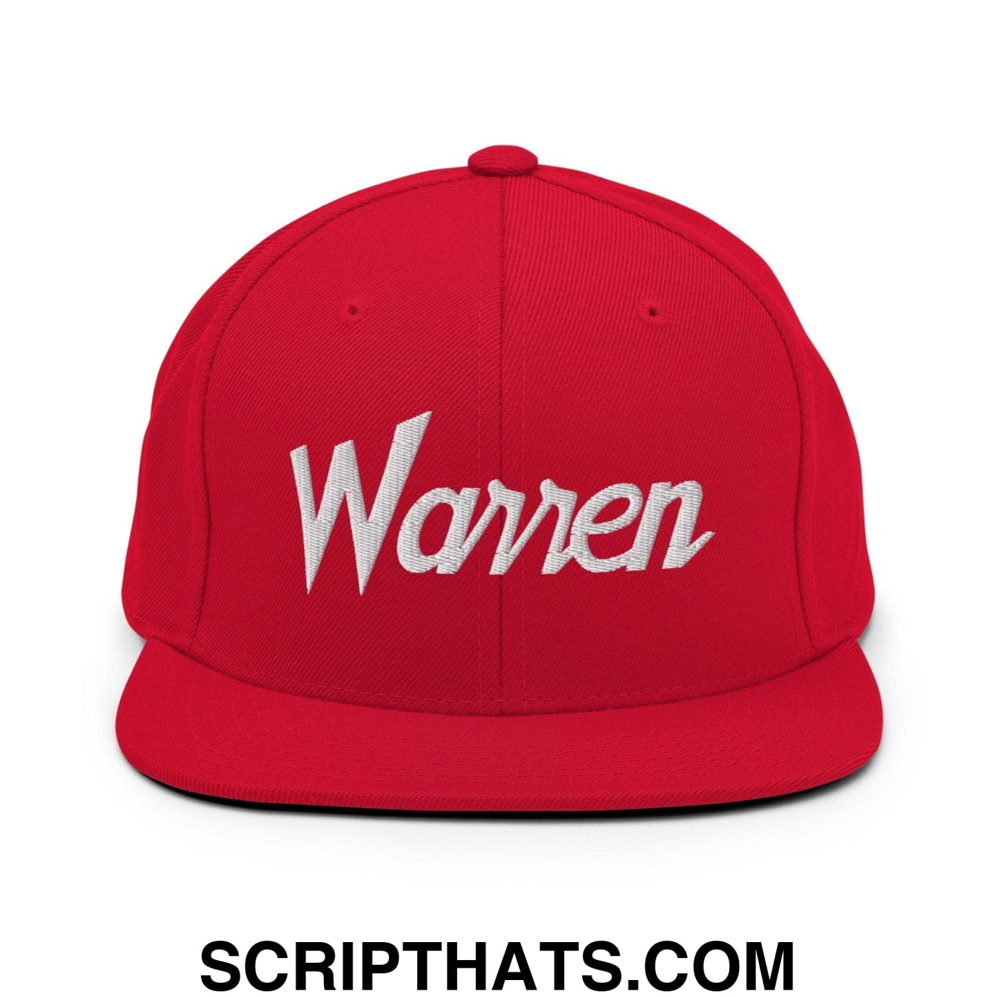 Warren Script Snapback Hat Red