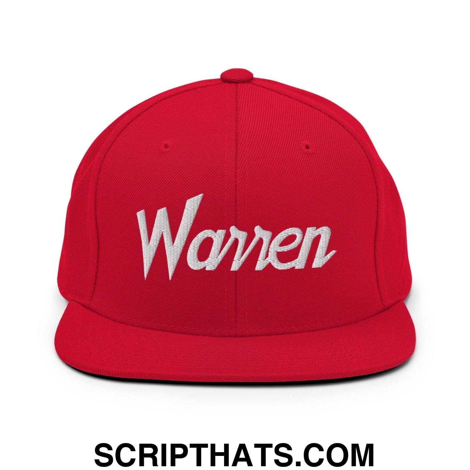 Warren Script Snapback Hat Red