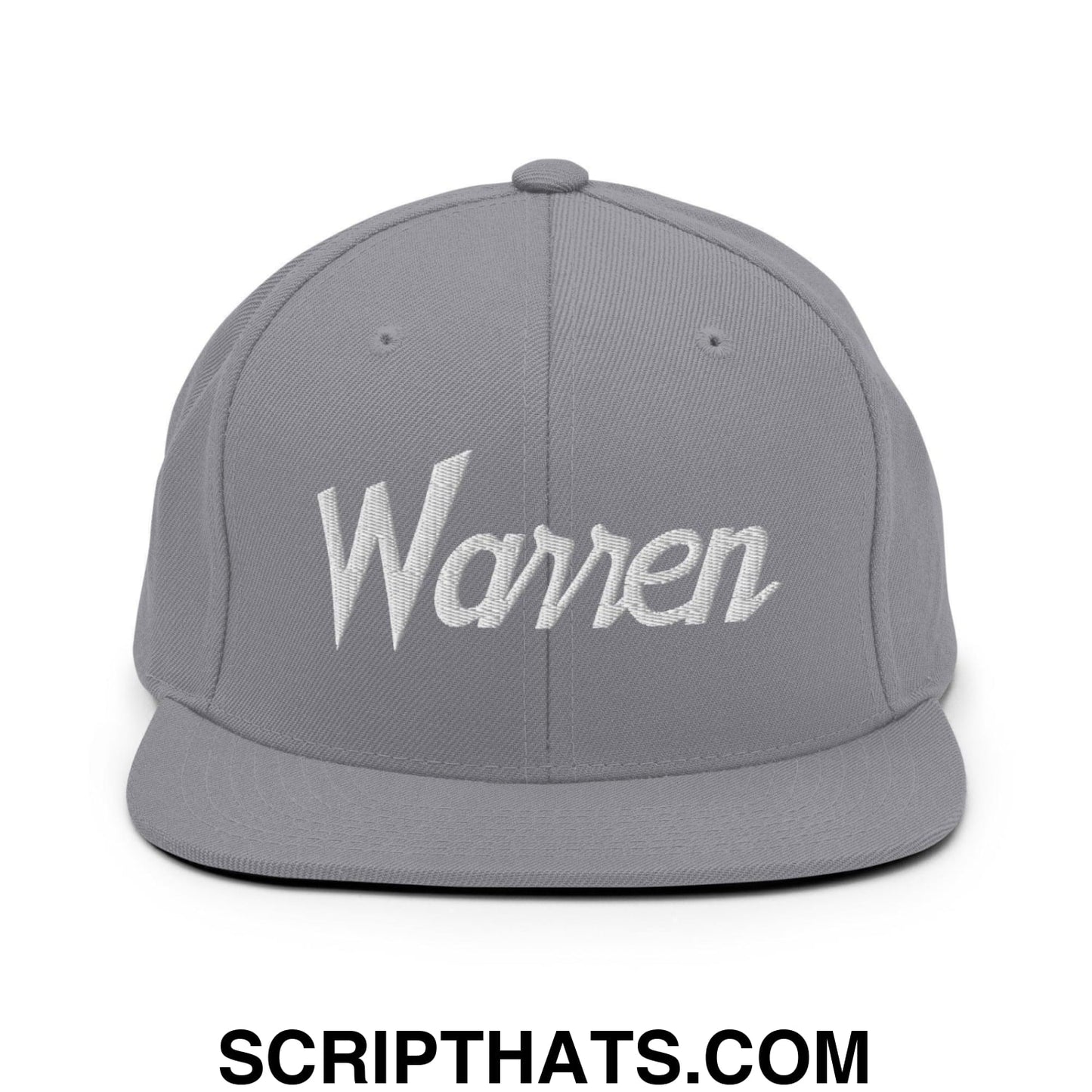 Warren Script Snapback Hat Silver