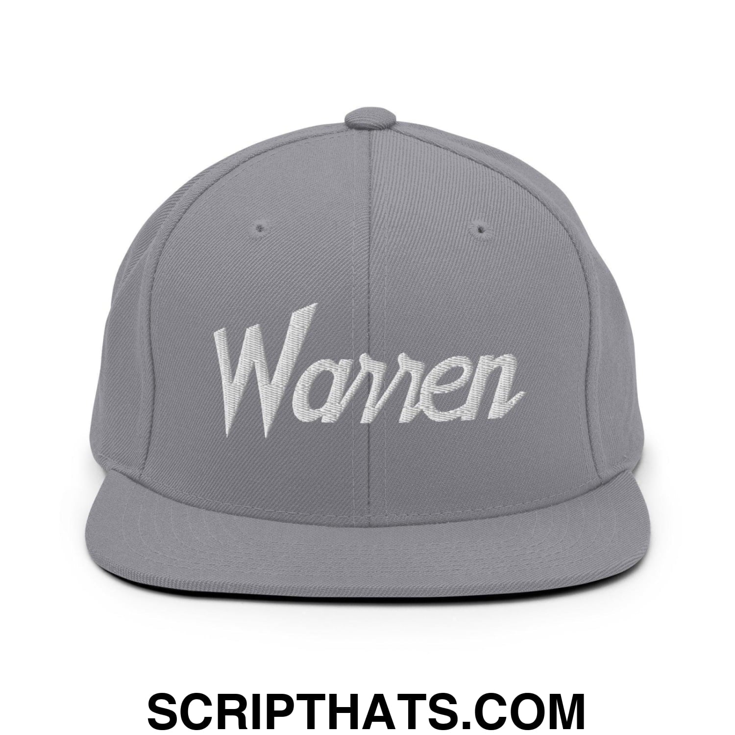 Warren Script Snapback Hat Silver