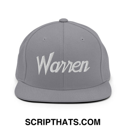 Warren Script Snapback Hat Silver