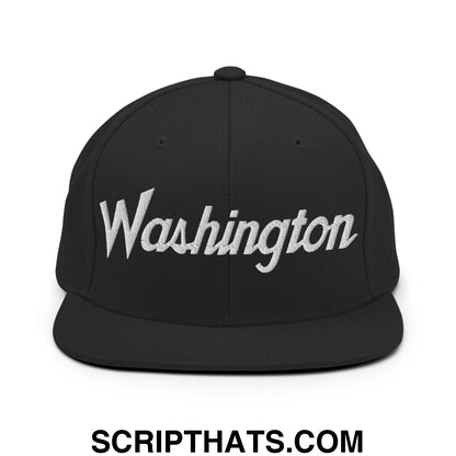 Washington Script Snapback Hat Black