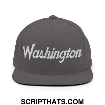 Washington Script Snapback Hat Dark Grey