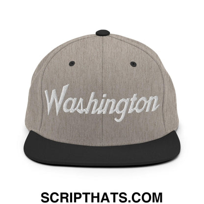 Washington Script Snapback Hat Heather Black