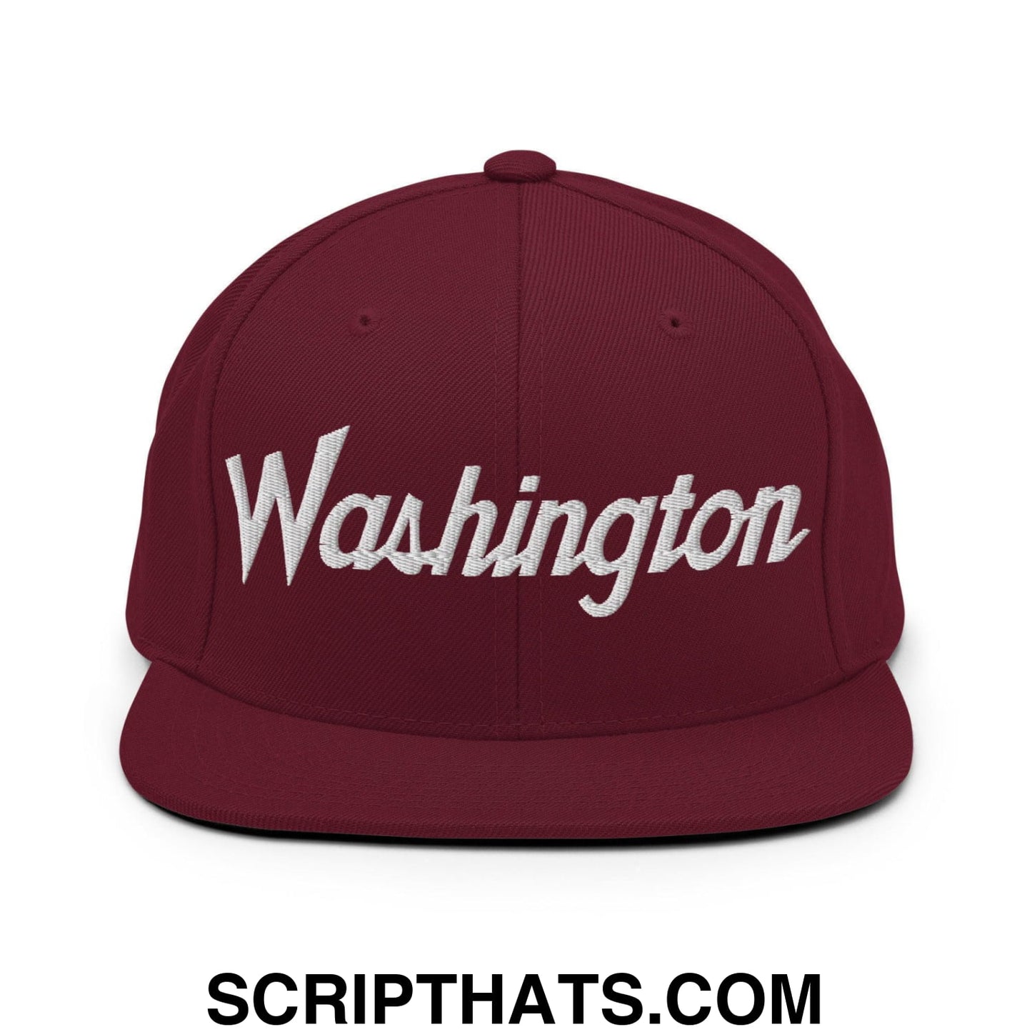 Washington Script Snapback Hat Maroon