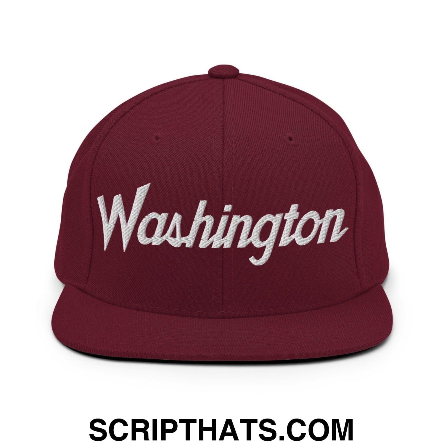 Washington Script Snapback Hat Maroon