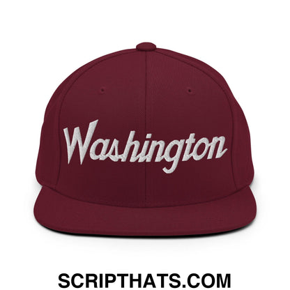 Washington Script Snapback Hat Maroon