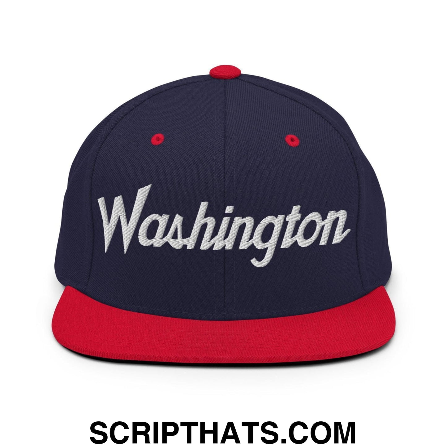 Washington Script Snapback Hat Navy Red