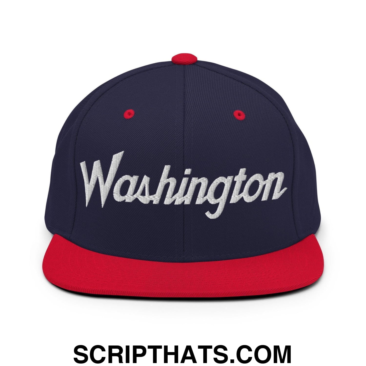 Washington Script Snapback Hat Navy Red