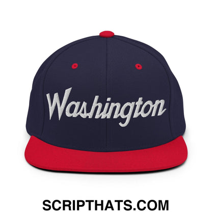 Washington Script Snapback Hat Navy Red