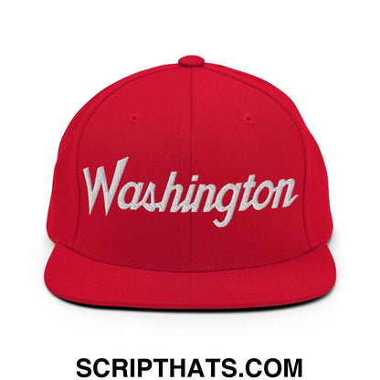 Washington Script Snapback Hat Red