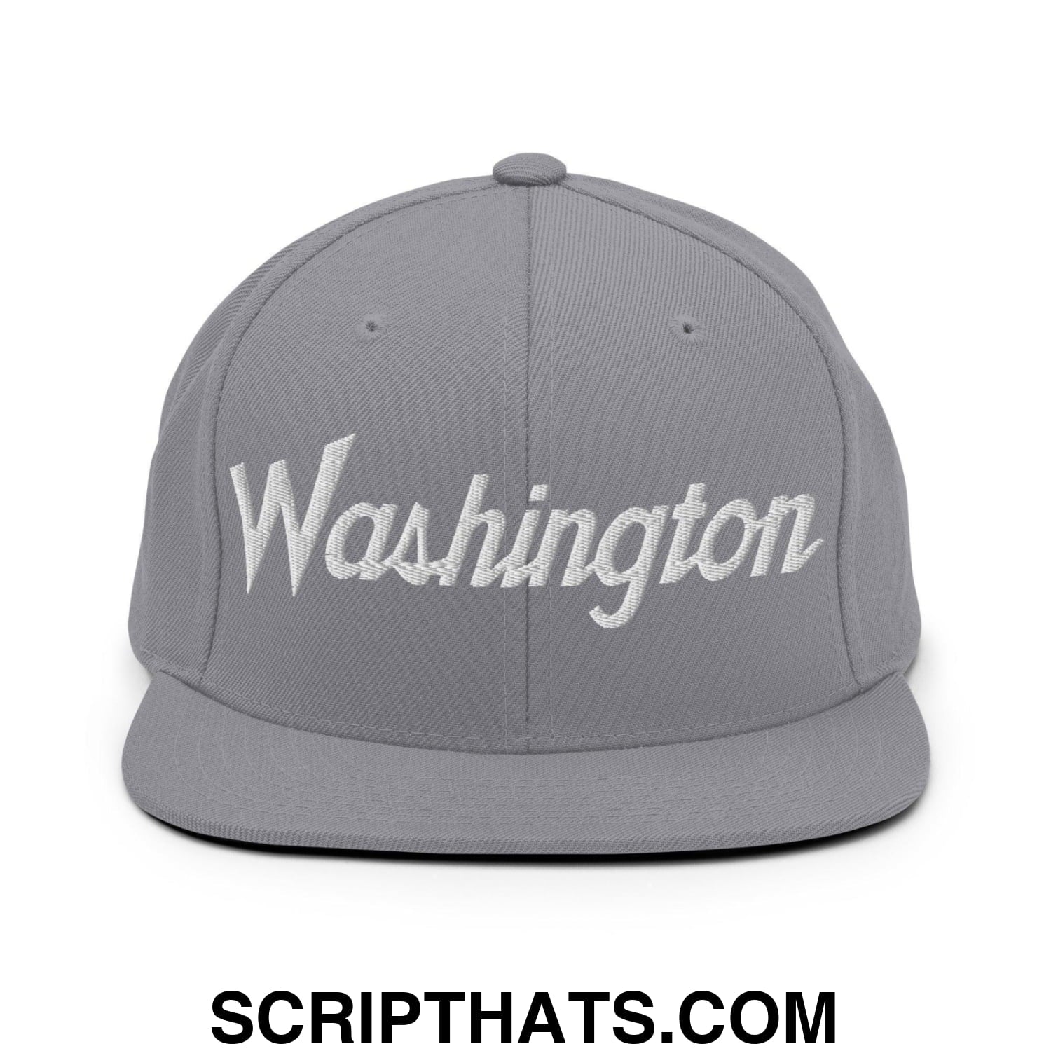 Washington Script Snapback Hat Silver