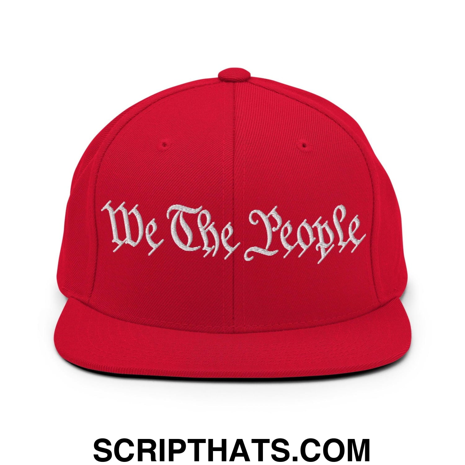 We The People Embroidered Flat Bill Brim Snapback Hat Red