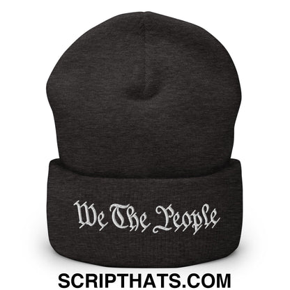 We The People Embroidered Knit Cuffed Beanie Dark Grey