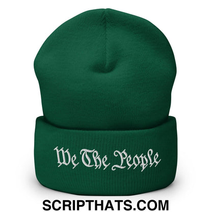 We The People Embroidered Knit Cuffed Beanie Spruce