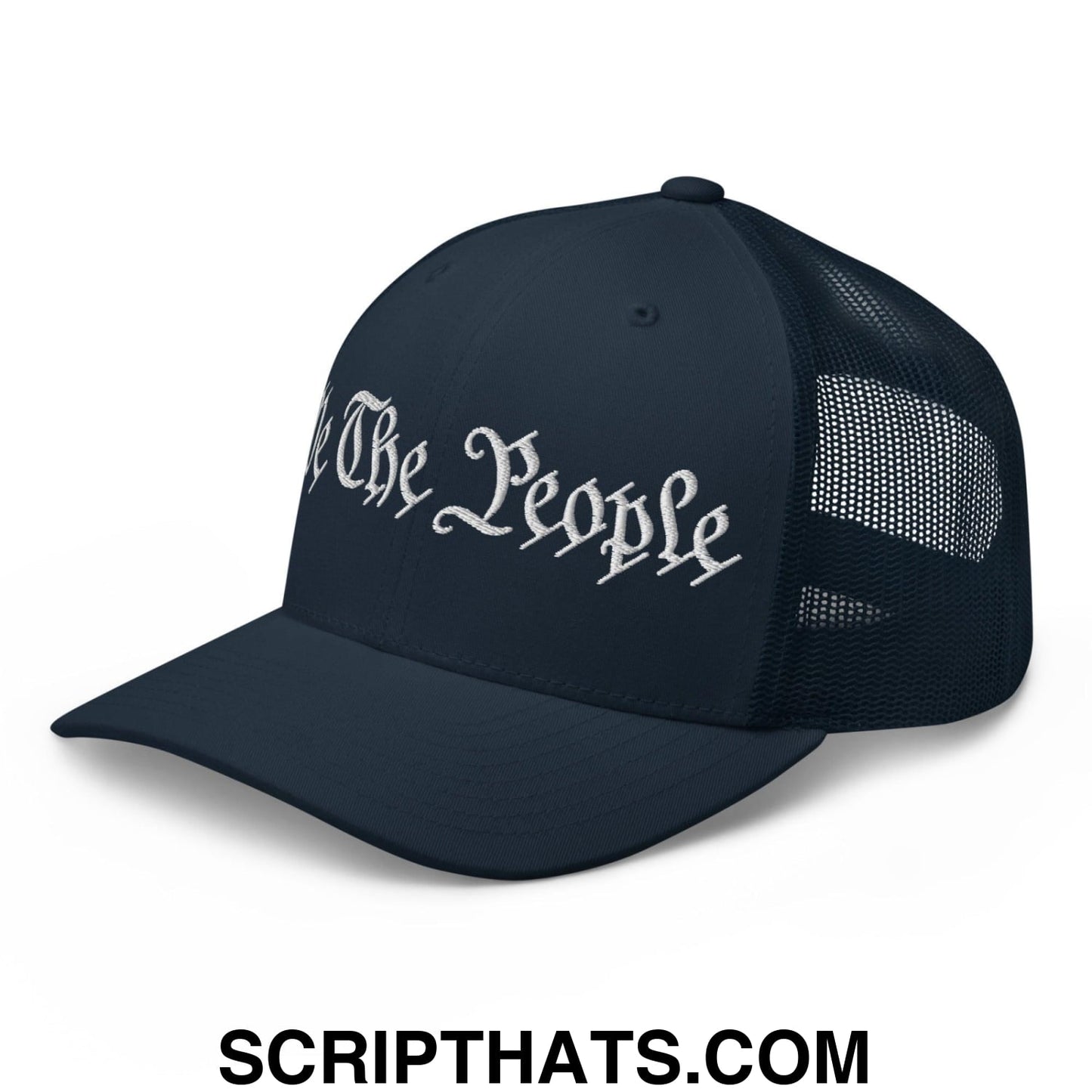 We The People Embroidered Mesh Trucker Hat Navy
