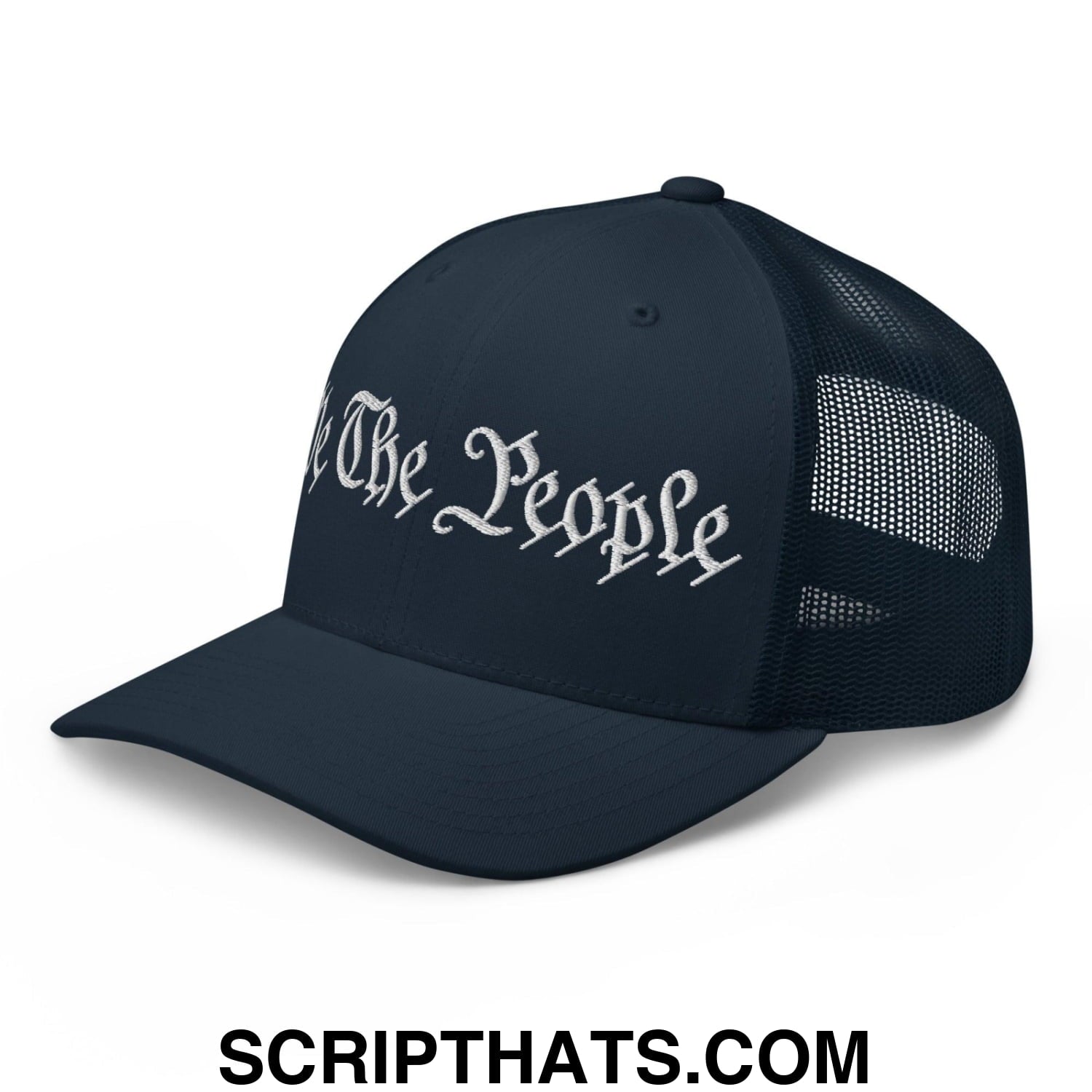 We The People Embroidered Mesh Trucker Hat Navy
