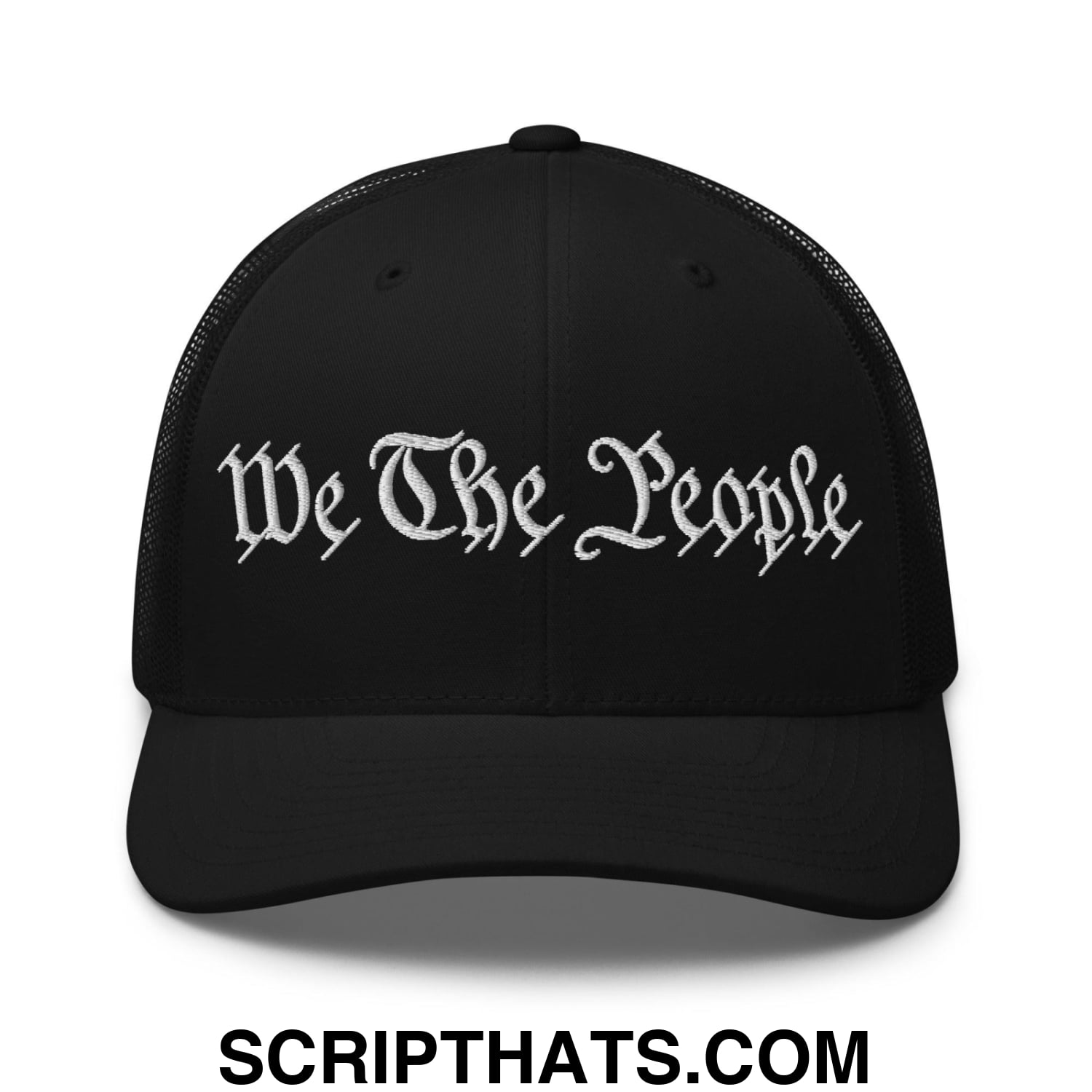 We The People Embroidered Mesh Trucker Hat Black