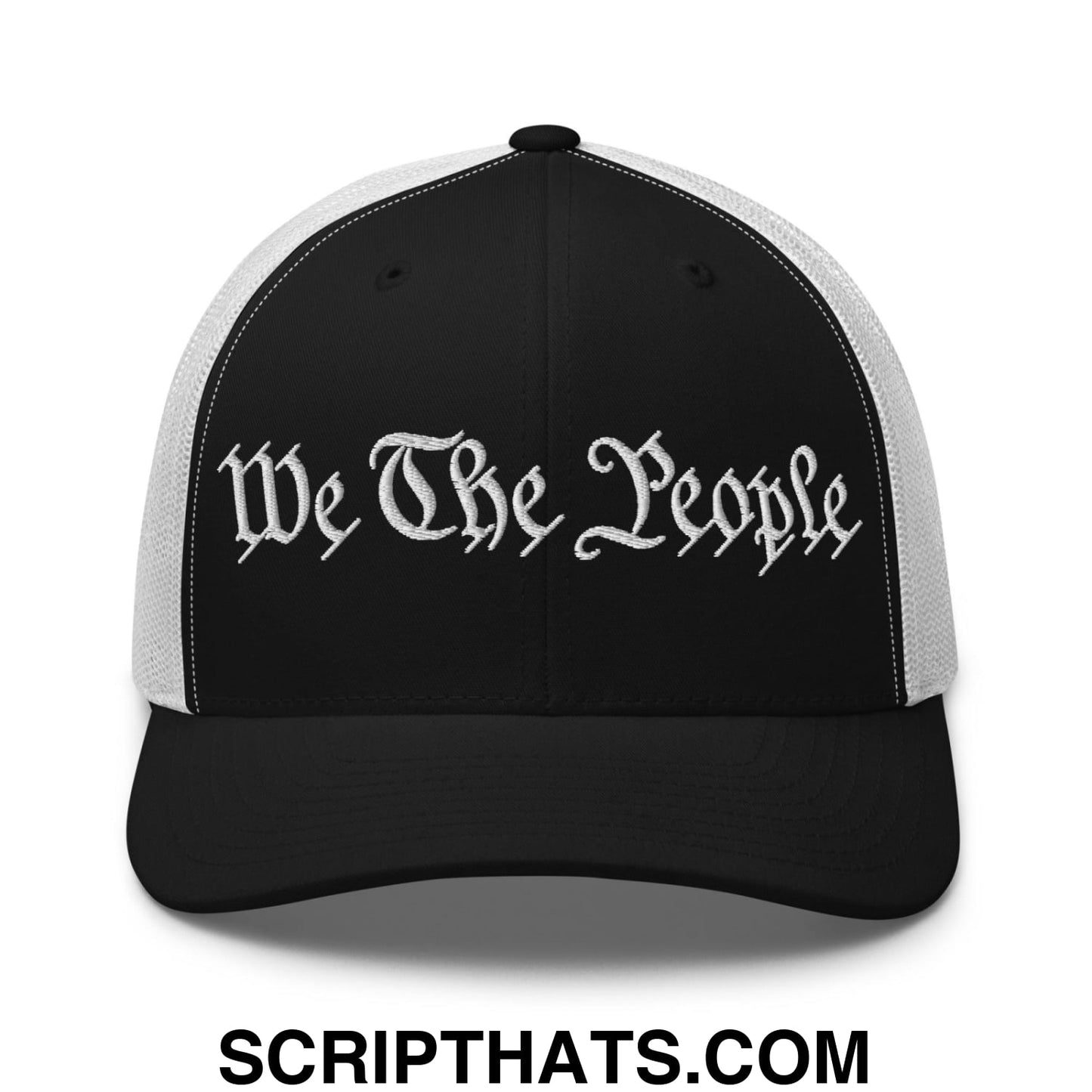 We The People Embroidered Mesh Trucker Hat Black White