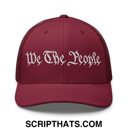We The People Embroidered Mesh Trucker Hat Cranberry