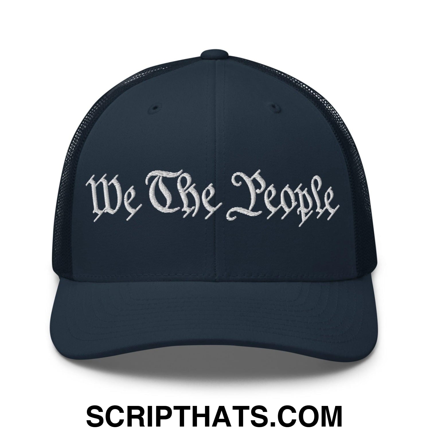 We The People Embroidered Mesh Trucker Hat Navy