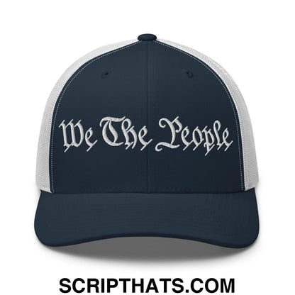 We The People Embroidered Mesh Trucker Hat Navy White