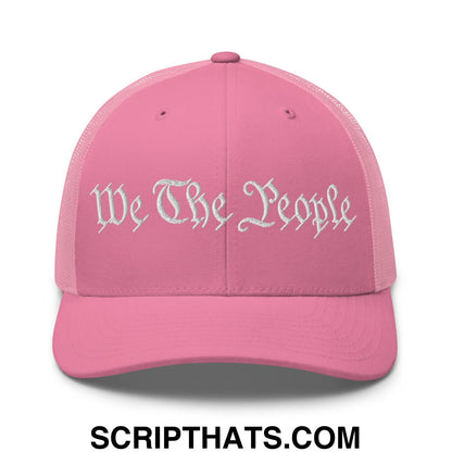 We The People Embroidered Mesh Trucker Hat Pink