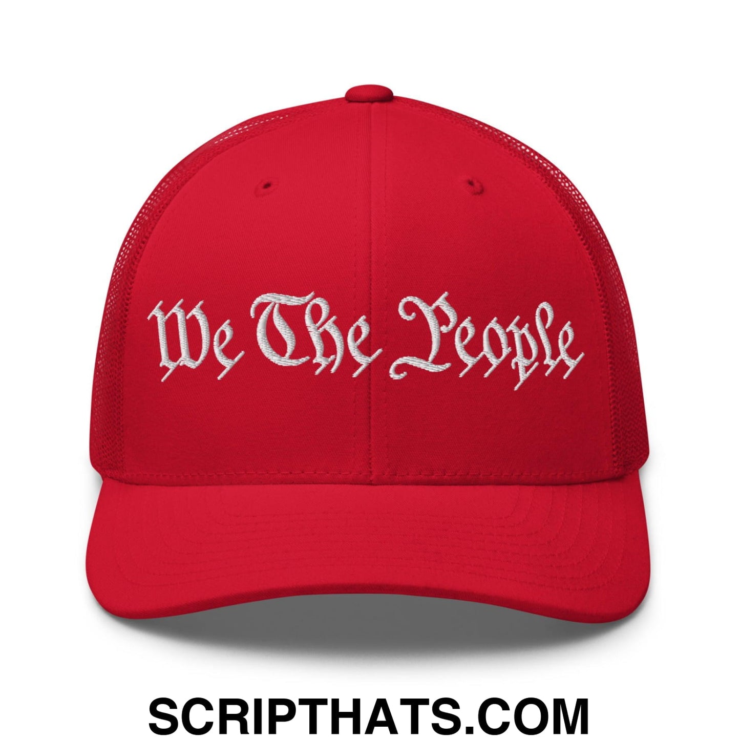 We The People Embroidered Mesh Trucker Hat Red
