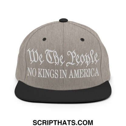 We The People No Kings in America Embroidered Flat Bill Brim Snapback Hat Heather Black