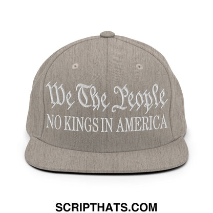 We The People No Kings in America Embroidered Flat Bill Brim Snapback Hat Heather Grey