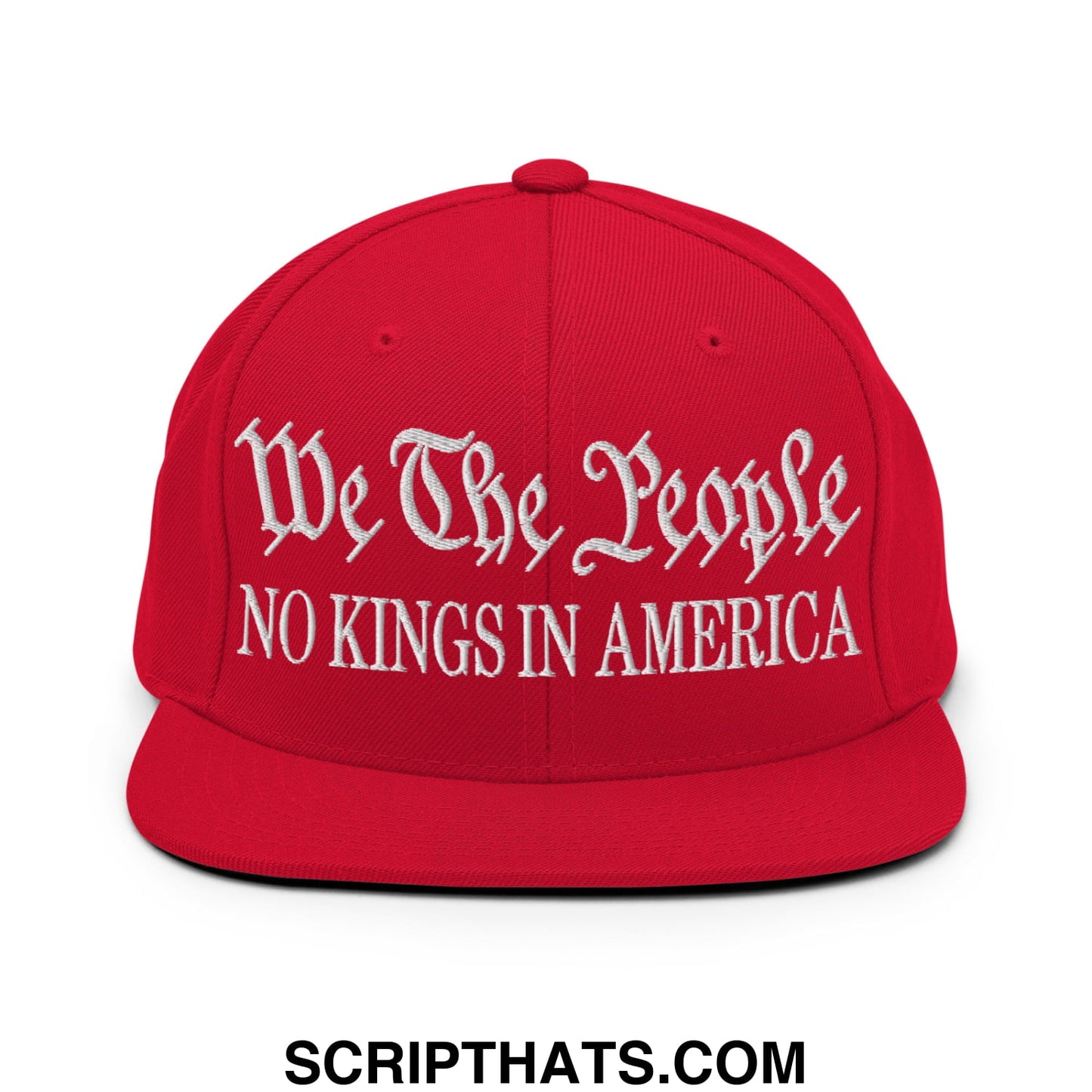 We The People No Kings in America Embroidered Flat Bill Brim Snapback Hat Red