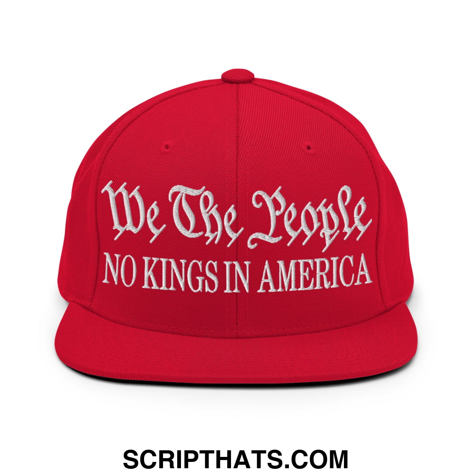 We The People No Kings in America Embroidered Flat Bill Brim Snapback Hat Red