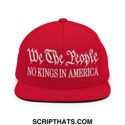We The People No Kings in America Embroidered Flat Bill Brim Snapback Hat Red