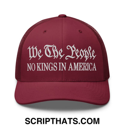 We The People No Kings in America Embroidered Mesh Trucker Hat Cranberry