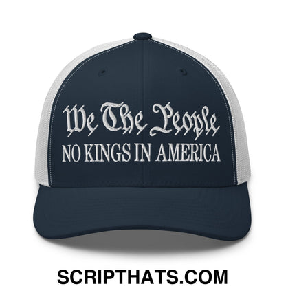 We The People No Kings in America Embroidered Mesh Trucker Hat Navy White