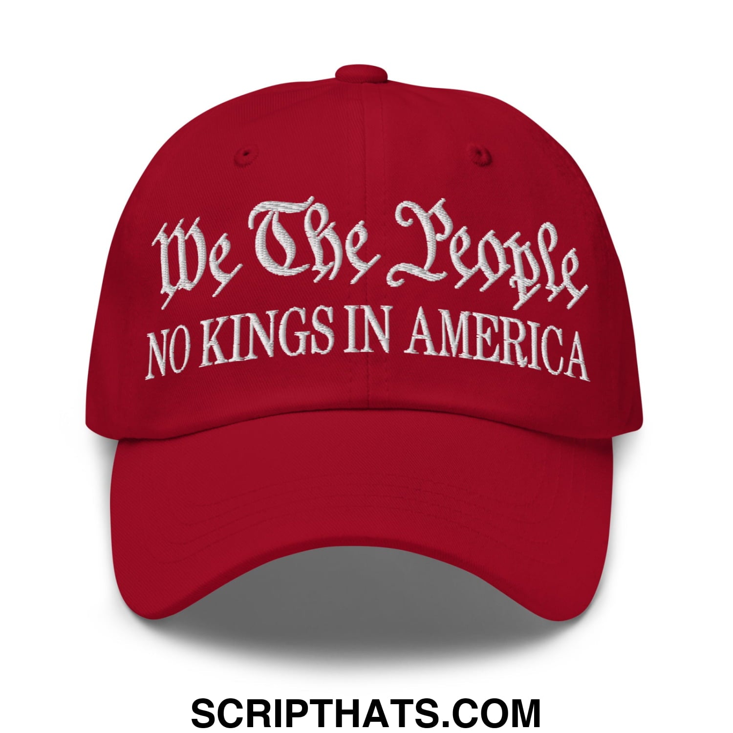 We The People No Kings in America Embroidered Unstructured Dad Hat Cranberry