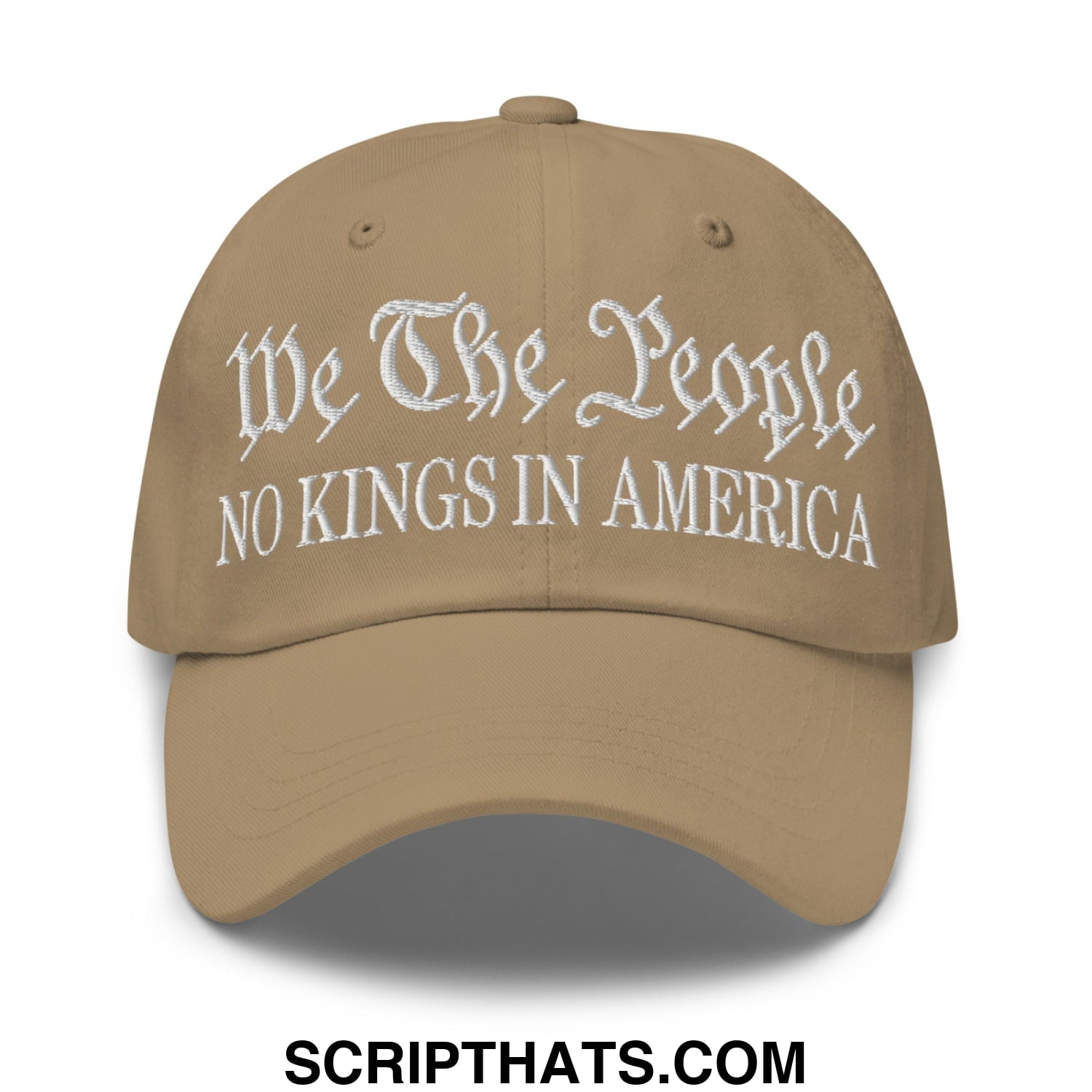 We The People No Kings in America Embroidered Unstructured Dad Hat Khaki
