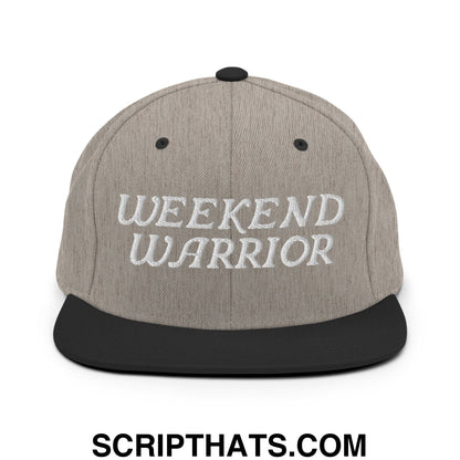 Weekend Warrior Embroidered Flat Bill Brim Snapback Hat Heather Black