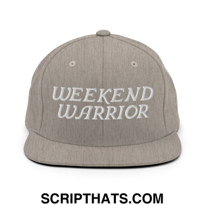 Weekend Warrior Embroidered Flat Bill Brim Snapback Hat Heather Grey