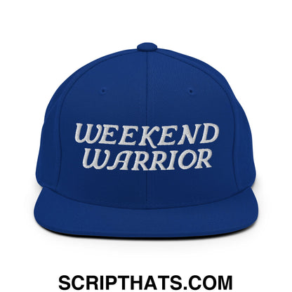 Weekend Warrior Embroidered Flat Bill Brim Snapback Hat Royal Blue