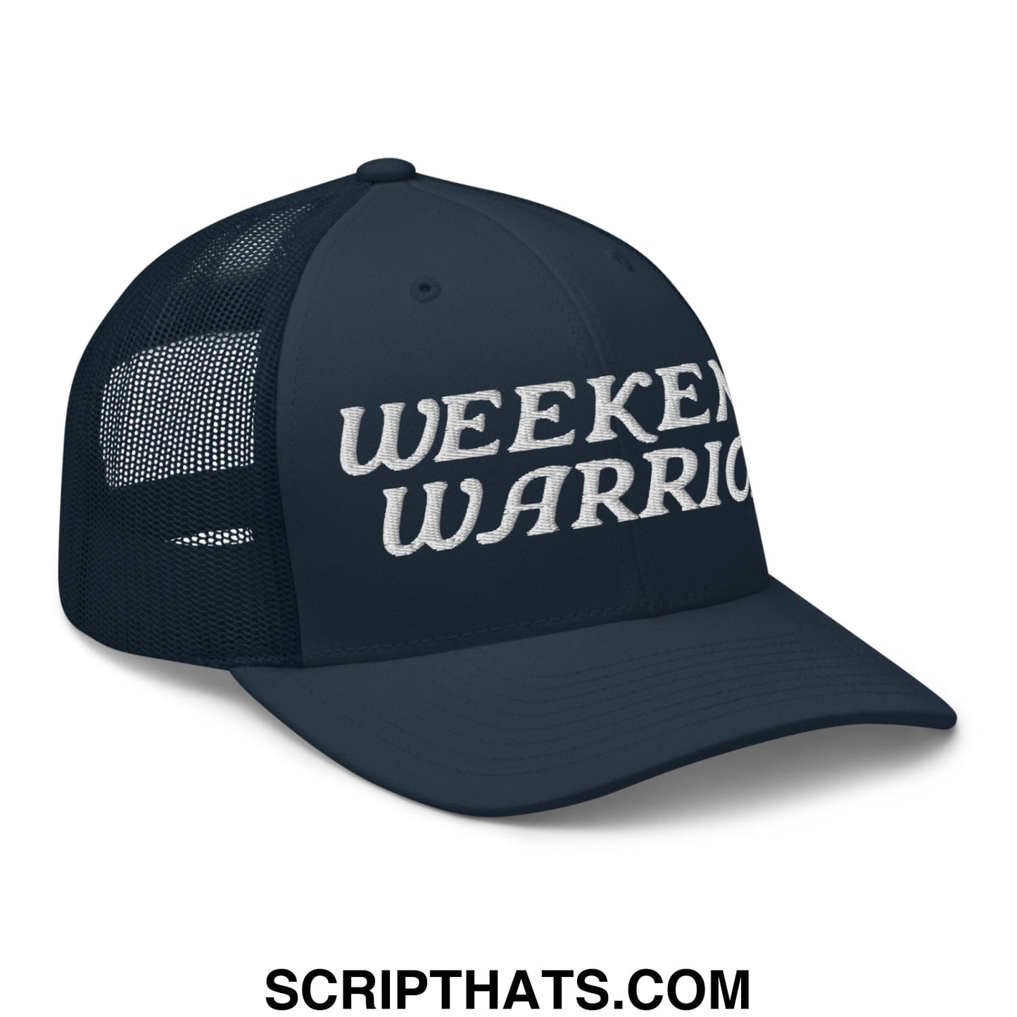 Weekend Warrior Embroidered Mesh Trucker Hat Navy