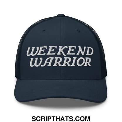 Weekend Warrior Embroidered Mesh Trucker Hat Navy