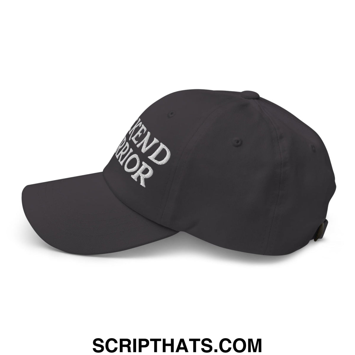 Black unstructured dad hat with weekend superior embroidered in white thread for casual weekend wear